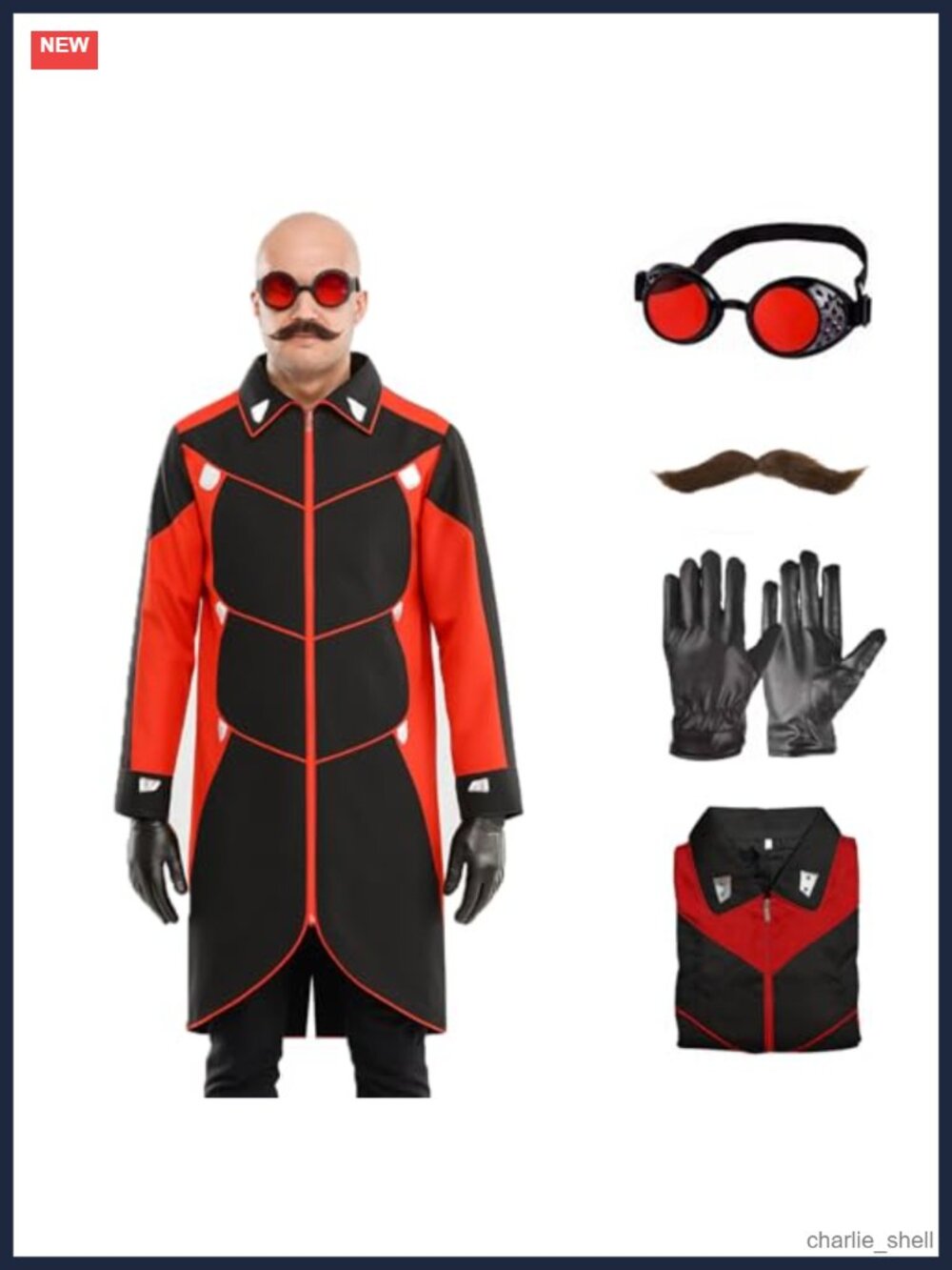Men's Dr Villain Costume Jacket Gloves Glasses Beard Cosplay Halloween Outfit
